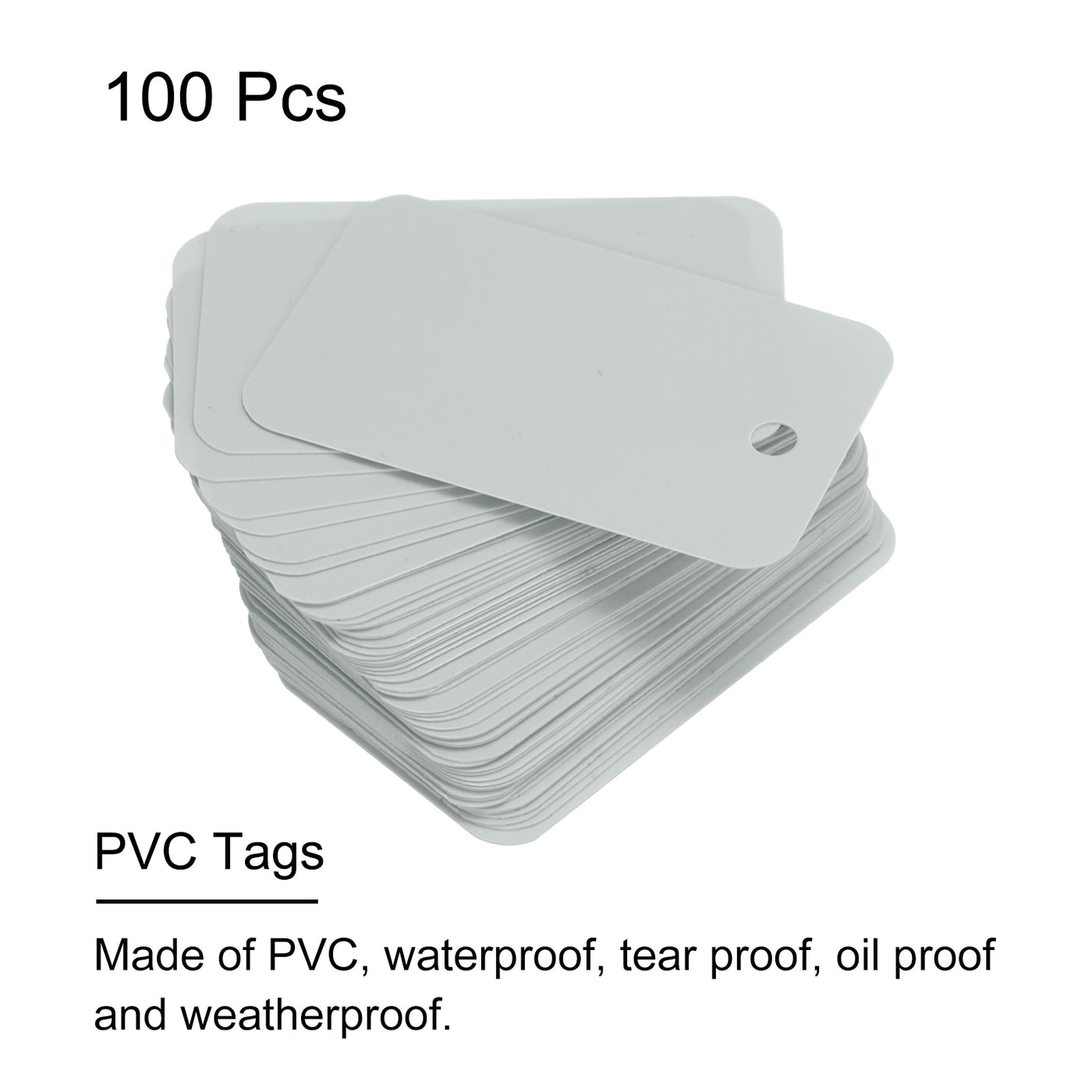 Harfington Waterproof Wires Plastic Shipping Tags,for Product Identification Tags,Valve Marking,Outdoor Tagging,1.18x1.97 Inch Grey 100Packs