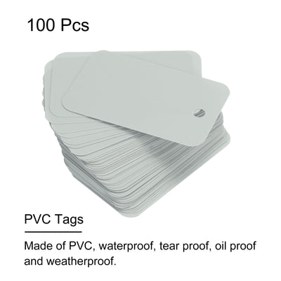 Harfington Waterproof Wires Plastic Shipping Tags,for Product Identification Tags,Valve Marking,Outdoor Tagging,1.18x1.97 Inch Grey 100Packs