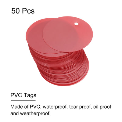 Harfington 50pcs Waterproof Shipping Tags, PVC Metal Eyelet Durable Label Tear Resistant Blank Tag for Product Identification Inventory Car Parts Tag, Red