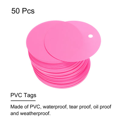 Harfington 50pcs Waterproof Shipping Tags, PVC Metal Eyelet Durable Label Tear Resistant Blank Tag for Product Identification Inventory Car Parts Tag, Pink