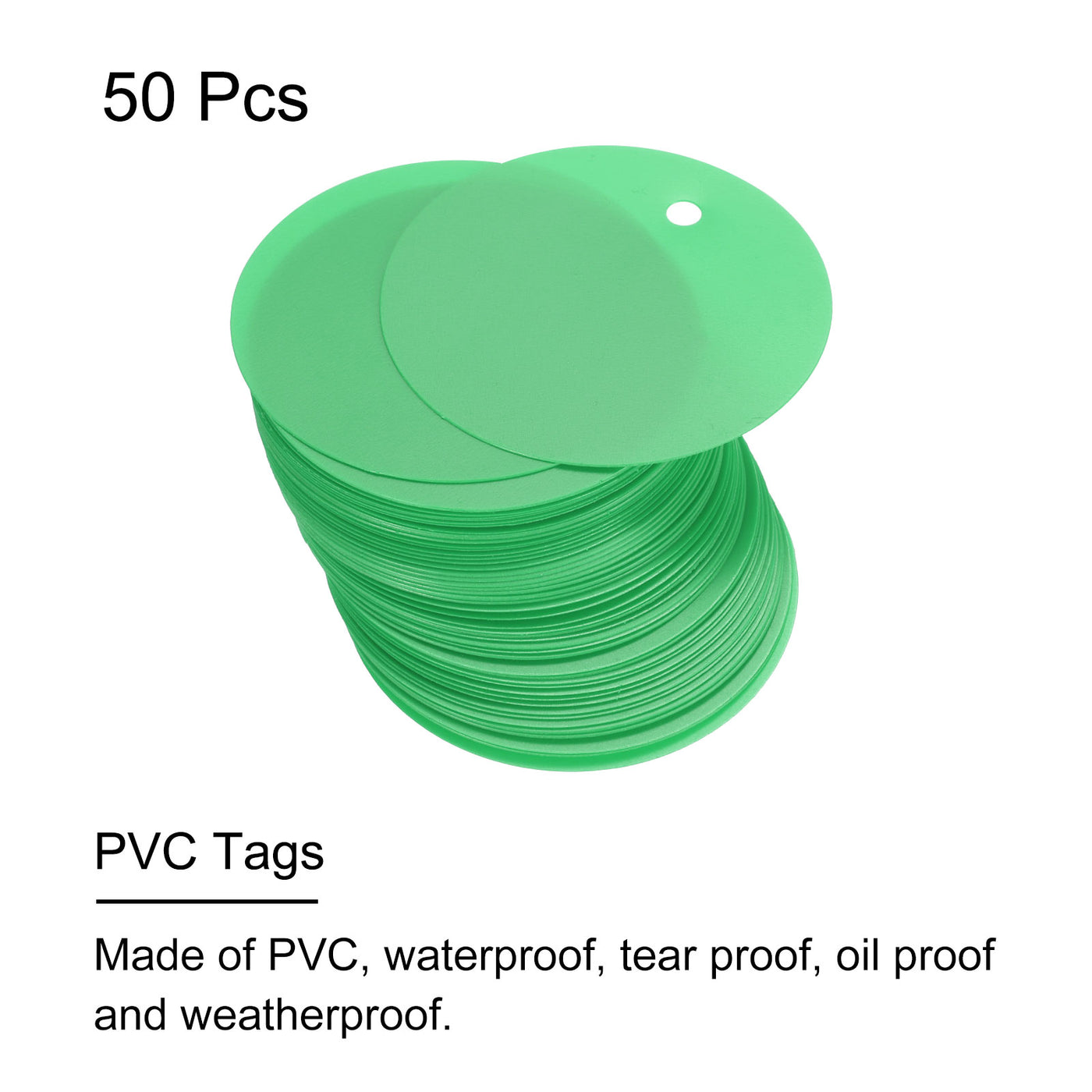 Harfington 50pcs Waterproof Shipping Tags, PVC Metal Eyelet Durable Label Tear Resistant Blank Tag for Product Identification Inventory Car Parts Tag, Green