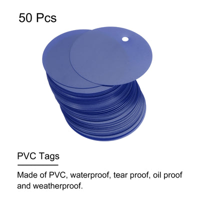 Harfington 50pcs Waterproof Shipping Tags, PVC Metal Eyelet Durable Label Tear Resistant Blank Tag for Product Identification Inventory Car Parts Tag, Blue