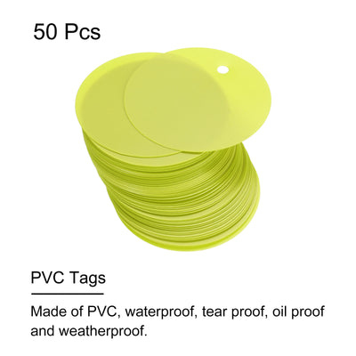 Harfington 50pcs Waterproof Shipping Tags, PVC Metal Eyelet Durable Label Tear Resistant Blank Tag for Product Identification Inventory Car Parts Tag, Yellow