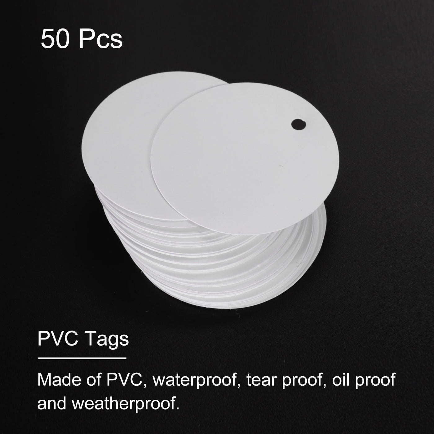 Harfington 50pcs Waterproof Shipping Tags, PVC Metal Eyelet Durable Label Tear Resistant Blank Tag for Product Identification Inventory Car Parts Tag, White