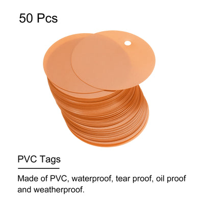 Harfington 50 Stück wasserdichte Versandetiketten, PVC-Metallöse, strapazierfähiges Etikett, reißfestes Blankoetikett zur Produktidentifikation, Inventar, Autoteile, Orange