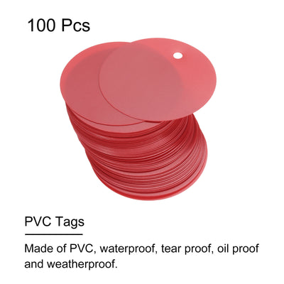 Harfington 100pcs Waterproof Shipping Tags, PVC Metal Eyelet Durable Label Tear Resistant Blank Tag for Product Identification Inventory Car Parts Tag, Red