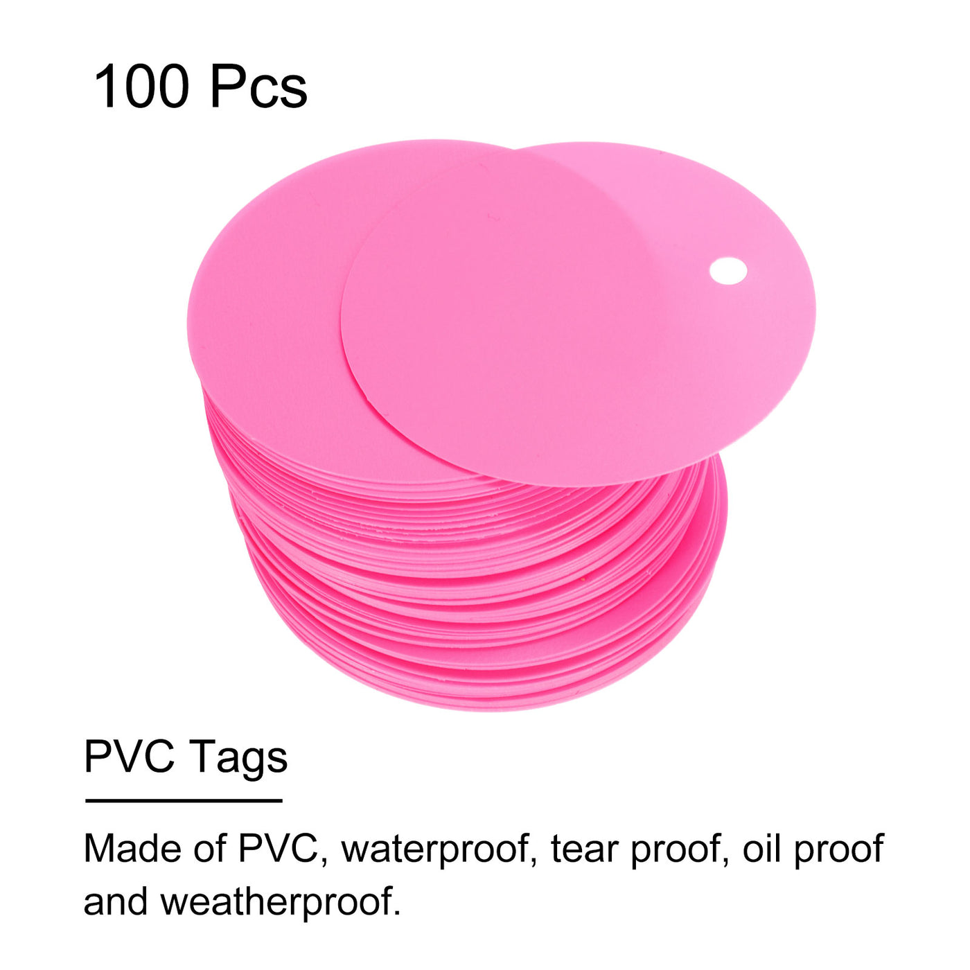 Harfington 100pcs Waterproof Shipping Tags, PVC Metal Eyelet Durable Label Tear Resistant Blank Tag for Product Identification Inventory Car Parts Tag, Pink