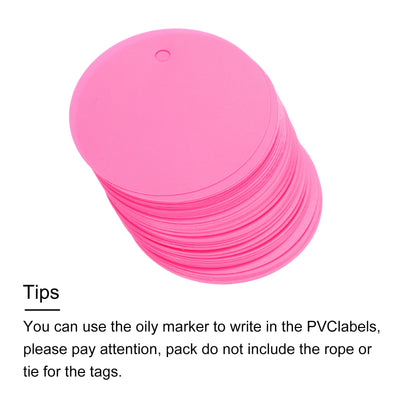 Harfington 100pcs Waterproof Shipping Tags, PVC Metal Eyelet Durable Label Tear Resistant Blank Tag for Product Identification Inventory Car Parts Tag, Pink