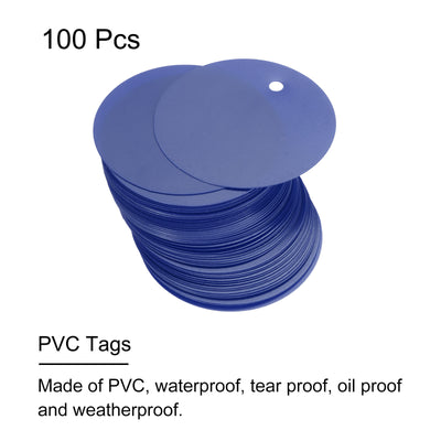 Harfington 100pcs Waterproof Shipping Tags, PVC Metal Eyelet Durable Label Tear Resistant Blank Tag for Product Identification Inventory Car Parts Tag, Blue