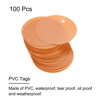 Harfington 100pcs Waterproof Shipping Tags, PVC Metal Eyelet Durable Label Tear Resistant Blank Tag for Product Identification Inventory Car Parts Tag, Orange