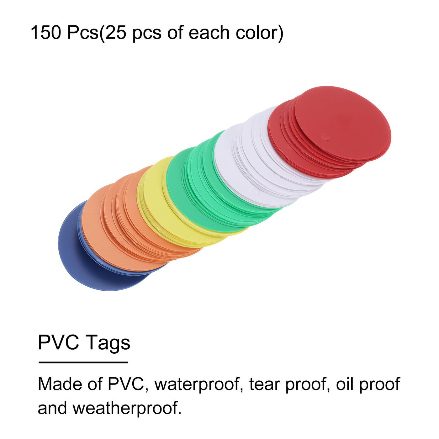 Harfington 150pcs Waterproof Shipping Tags, PVC Metal Eyelet Durable Label Tear Resistant Blank Tag for Inventory Car Part Tag White/Red/Orange/Blue/Green/Yellow