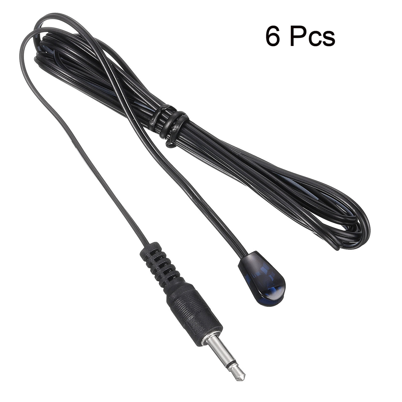 Harfington 6PCS IR Infrared Emitter Extension Cable 4.9ft Long 3.5mm Jack Single Black Head