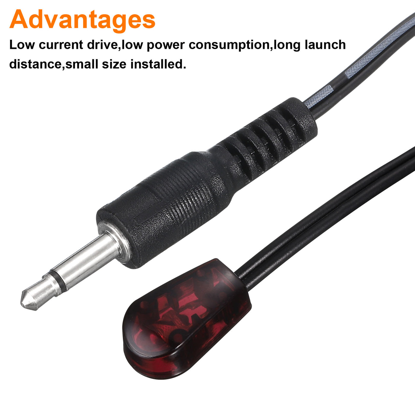 Harfington 2PCS IR Infrared Emitter Extension Cable 4.9ft Long 3.5mm Jack Single Red Head