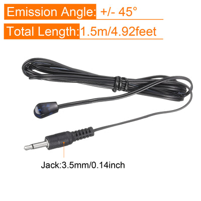 Harfington 1PCS IR Infrared Emitter Extension Cable 4.9ft Long 3.5mm Jack Single Black Head