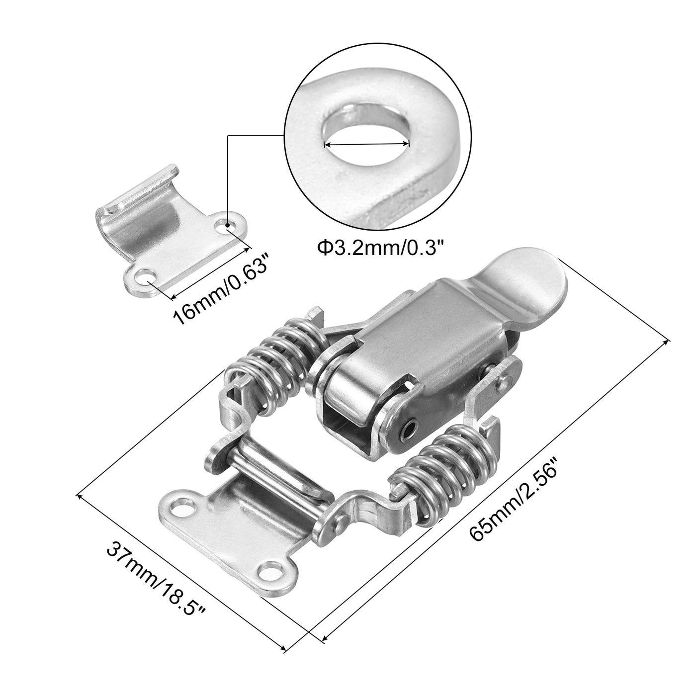 uxcell Uxcell Spring Hasp Toggle Latches Lock, Stainless Steel Double Springs Latch, 4Pcs