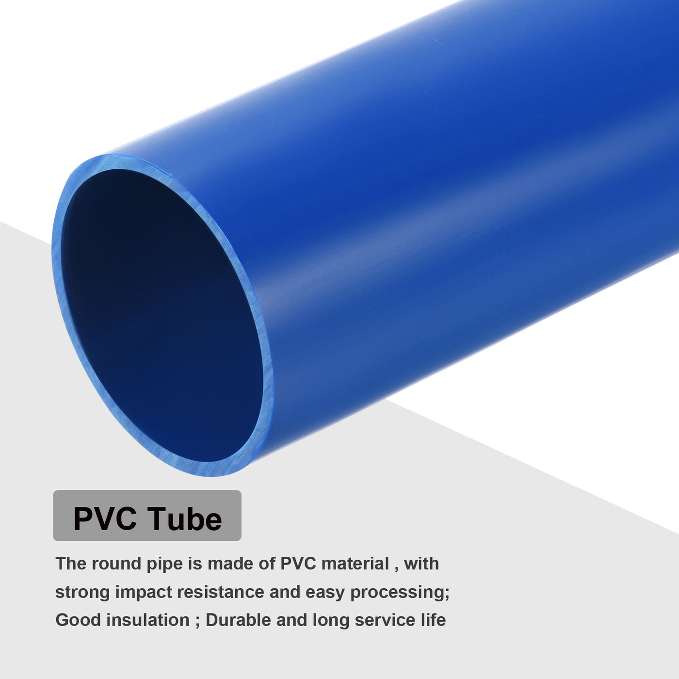 Harfington PVC Rigid Round Pipe 45.2mm ID 50mm(2 Inch) OD 350mm Blue High Impact for Water Pipe Crafts Cable Sleeve