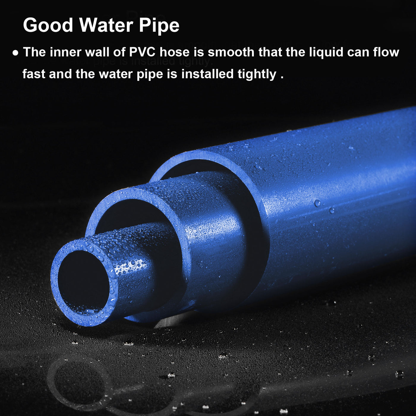 Harfington PVC Rigid Round Pipe 45.2mm ID 50mm(2 Inch) OD 350mm Blue High Impact for Water Pipe Crafts Cable Sleeve