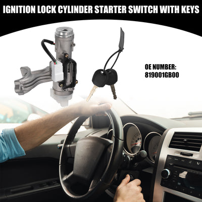 Harfington Ignition Lock Cylinder with Keys No.819001GB00 - for Kia Rio 2006-2009 Metal Silver Tone - 1 Set