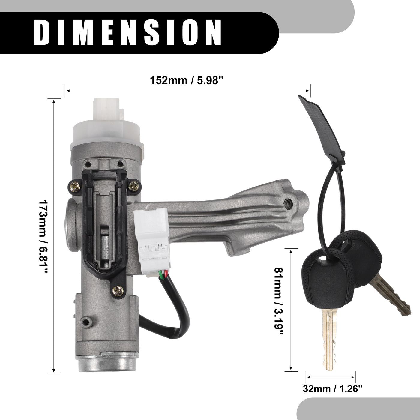 Partuto Ignition Lock Cylinder with Keys No.819001GB00 - for Kia Rio 2006-2009 Metal Silver Tone - 1 Set