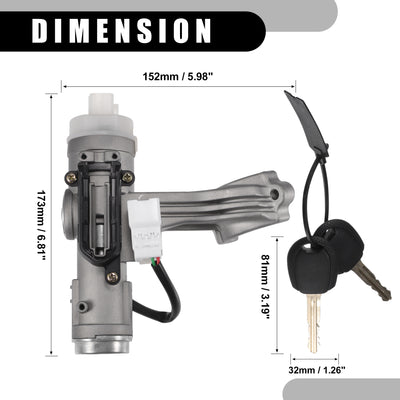 Harfington Ignition Lock Cylinder with Keys No.819001GB00 - for Kia Rio 2006-2009 Metal Silver Tone - 1 Set