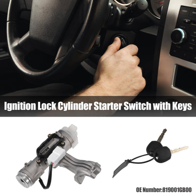 Harfington Ignition Lock Cylinder with Keys No.819001GB00 - for Kia Rio 2006-2009 Metal Silver Tone - 1 Set