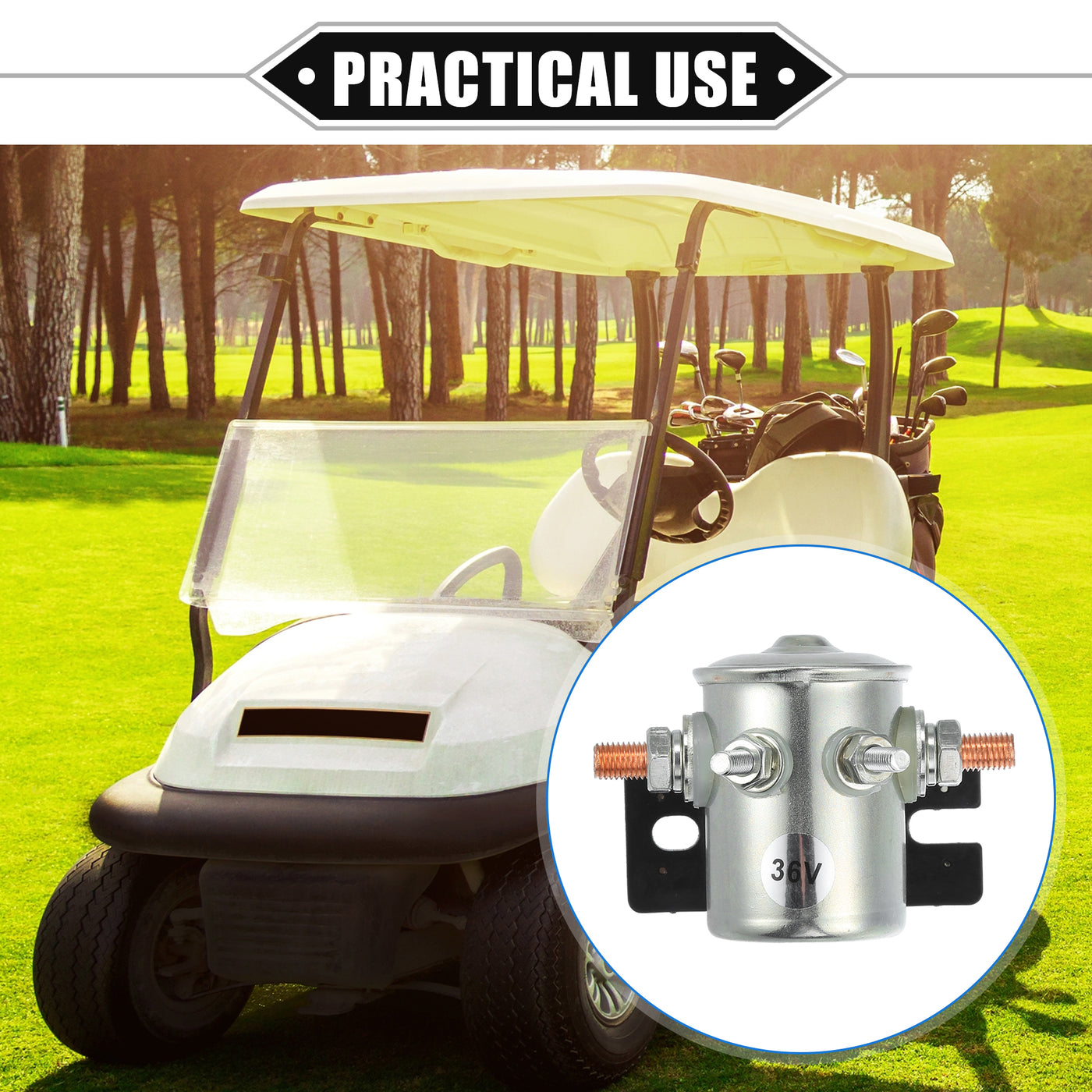 VekAuto 1 Set Golf Cart Solenoid Compatible for EZGO Electric Golf Cart, Durable Metal Silver Tone