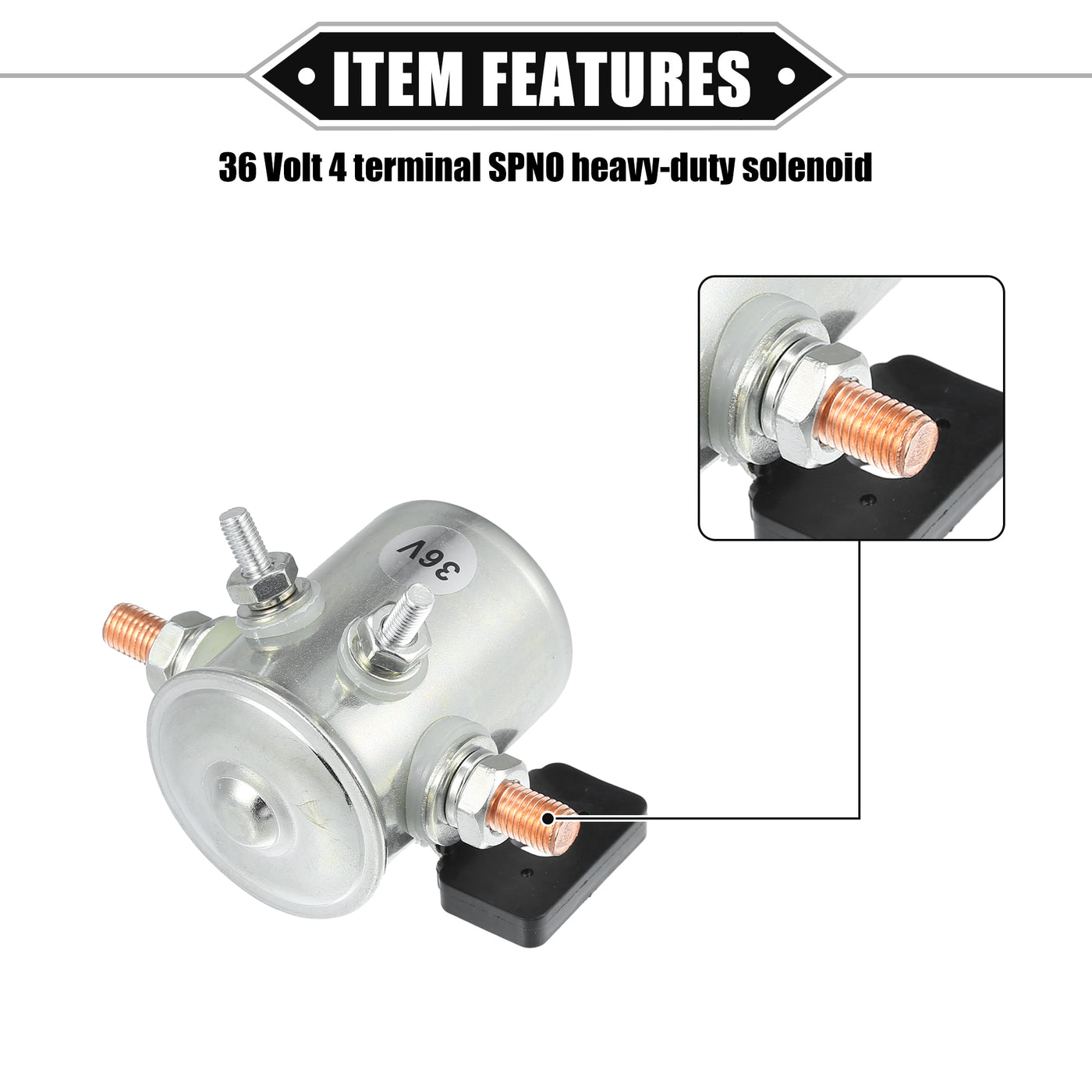 VekAuto 1 Set Golf Cart Solenoid Compatible for EZGO Electric Golf Cart, Durable Metal Silver Tone