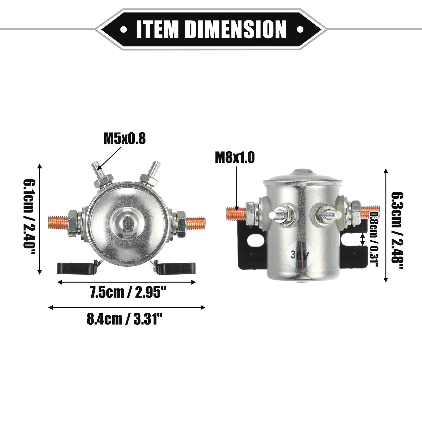 VekAuto 1 Set Golf Cart Solenoid Compatible for EZGO Electric Golf Cart, Durable Metal Silver Tone