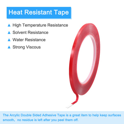 Harfington Heat Resistant Tape, 32.8ft x 0.12 Inch Adhesive Tape 0.5mm Thick Red 5Pcs