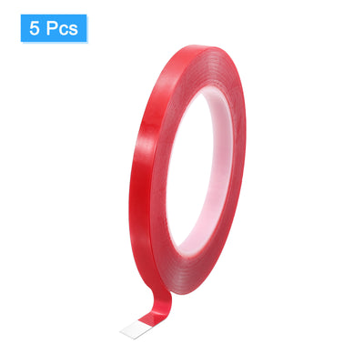 Harfington Heat Resistant Tape, 32.8ft x 0.24 Inch Adhesive Tape 0.5mm Thick Red 5Pcs