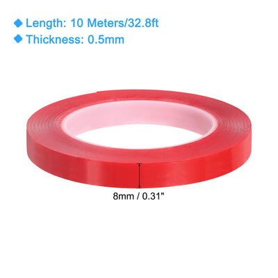 Harfington Heat Resistant Tape, 32.8ft x 0.31 Inch Adhesive Tape 0.5mm Thick Red 2Pcs