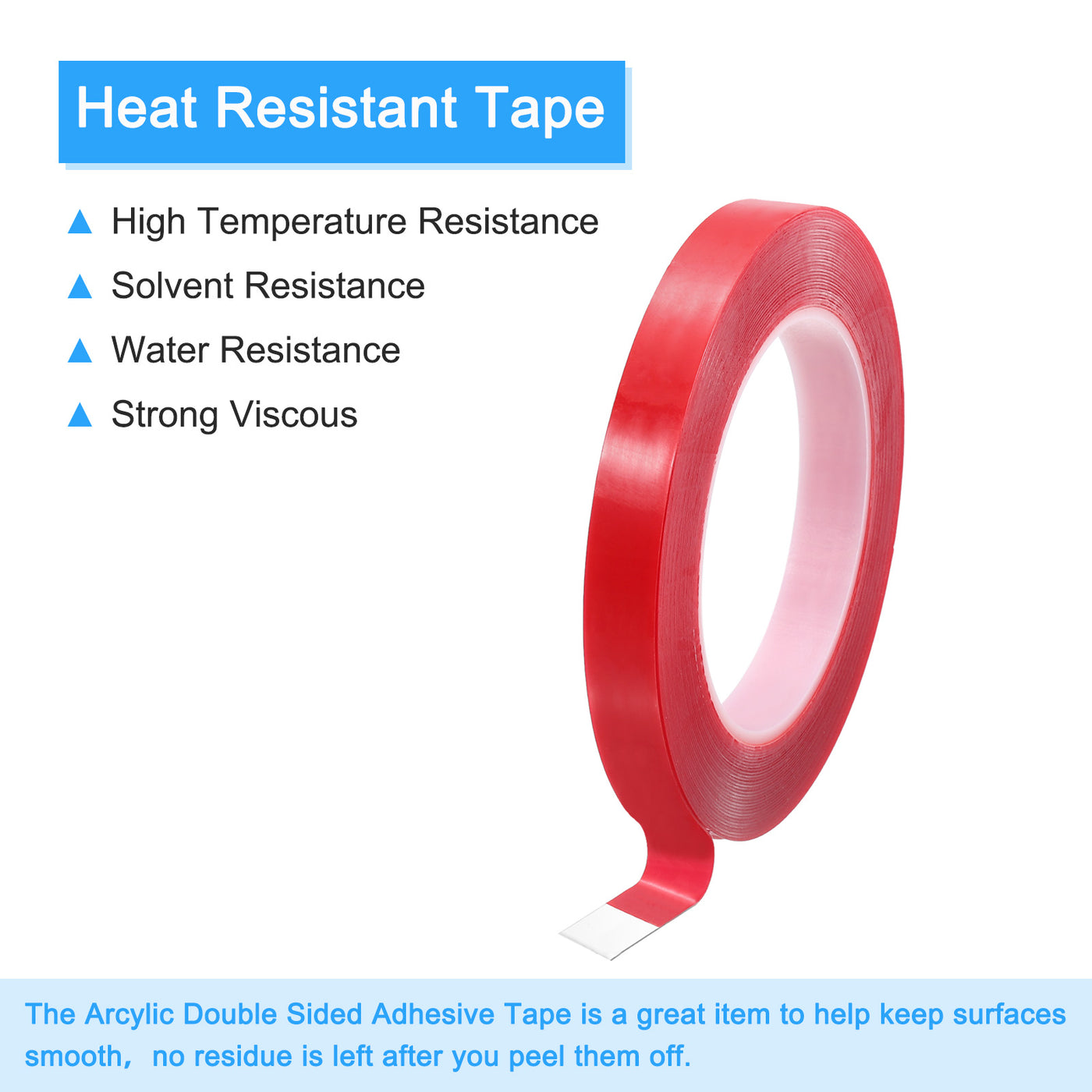 Harfington Heat Resistant Tape, 32.8ft x 0.31 Inch Adhesive Tape 0.5mm Thick Red 2Pcs