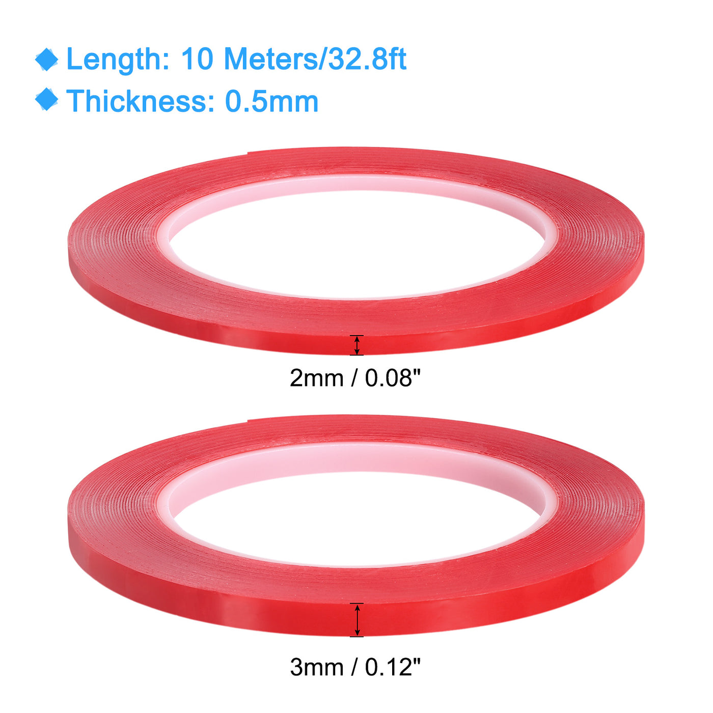 Harfington Heat Resistant Tape, 32.8ft 0.08 0.12 Inch Adhesive Tape 0.5mm Thick Red 2Pcs