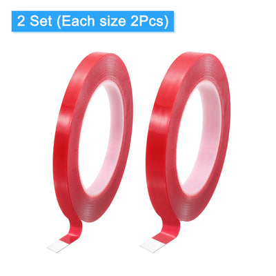 Harfington Heat Resistant Tape, 32.8ft 0.2 0.39 Inch Adhesive Tape 0.5mm Thick Red 2Pcs