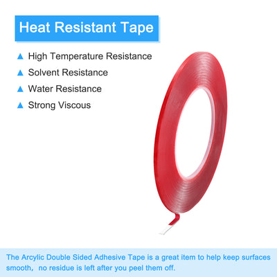 Harfington Heat Resistant Tape, 32.8ft x 0.08 Inch Adhesive Tape 1mm Thick Red 5Pcs