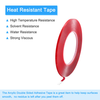 Harfington Heat Resistant Tape, 32.8ft x 0.16 Inch Adhesive Tape 1mm Thick Red 5Pcs