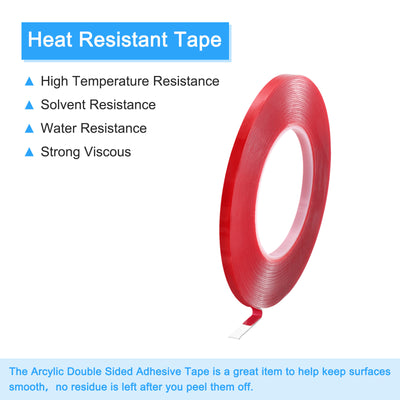 Harfington Heat Resistant Tape, 32.8ft x 0.24 Inch Adhesive Tape 1mm Thick Red 5Pcs