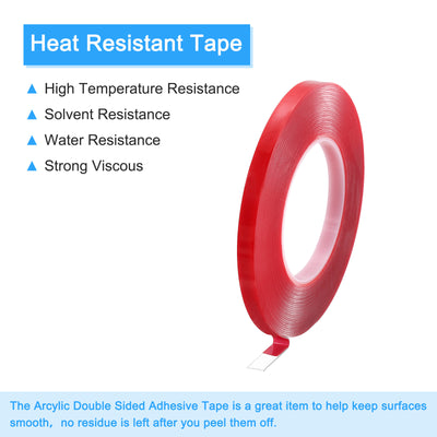 Harfington Heat Resistant Tape, 32.8ft x 0.31 Inch Adhesive Tape 1mm Thick Red 2Pcs