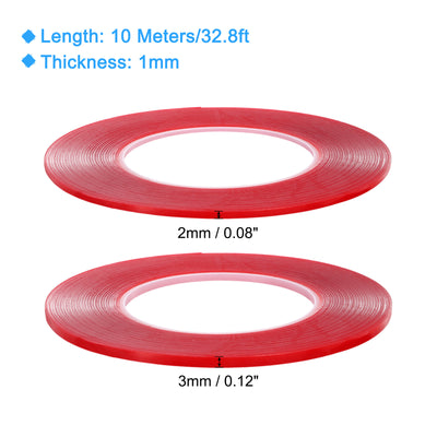 Harfington Heat Resistant Tape, 32.8ft 0.08 0.12 Inch Adhesive Tape 1mm Thick Red 2Pcs