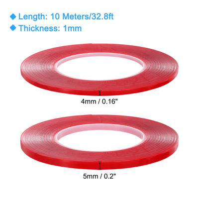 Harfington Heat Resistant Tape, 32.8ft 0.16 0.2 Inch Adhesive Tape 1mm Thick Red 2Pcs