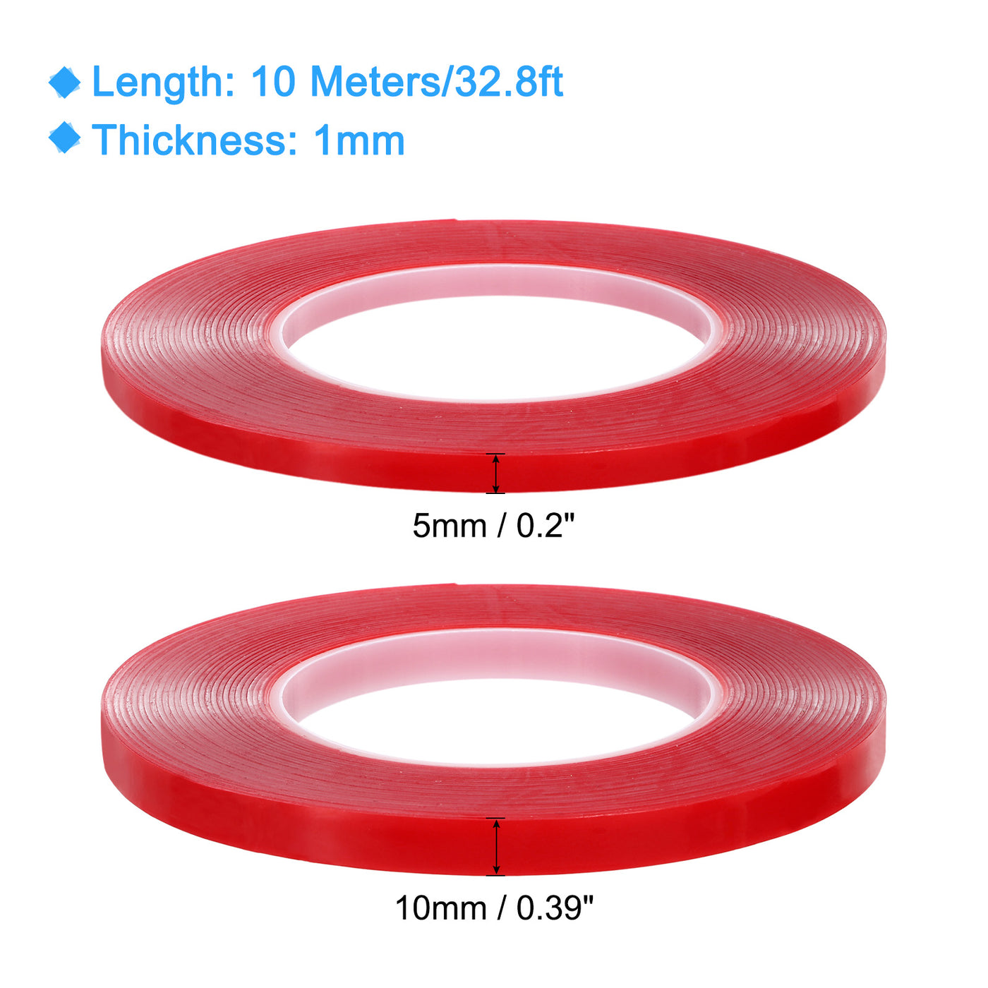 Harfington Heat Resistant Tape, 32.8ft 0.2 0.39 Inch Adhesive Tape 1mm Thick Red