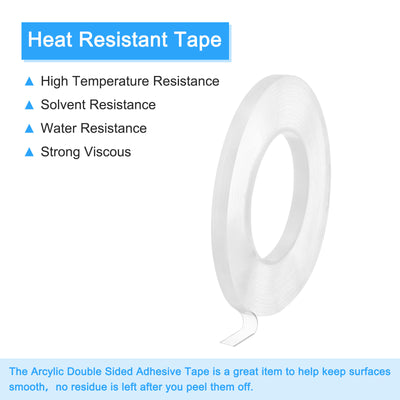 Harfington Heat Resistant Tape, 32.8ft x 0.31 Inch Adhesive Tape 1mm Thick Clear 2Pcs