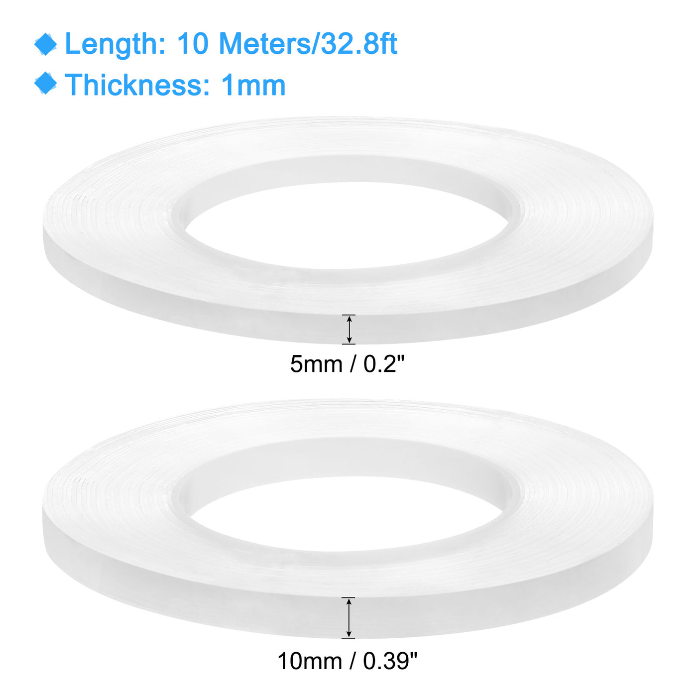 Harfington Heat Resistant Tape, 32.8ft 0.2 0.39 Inch Adhesive Tape 1mm Thick Clear