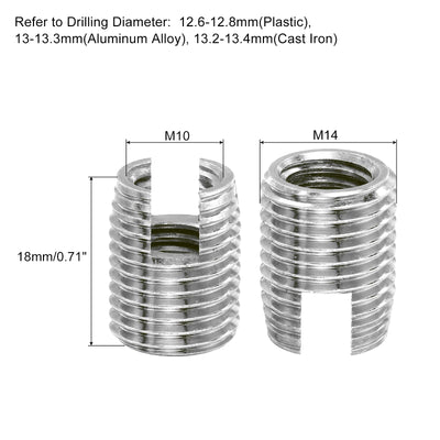 Harfington Uxcell Self Tapping Threaded Inserts, 5pcs Inner M10 M14x18 303 Stainless Steel Nuts