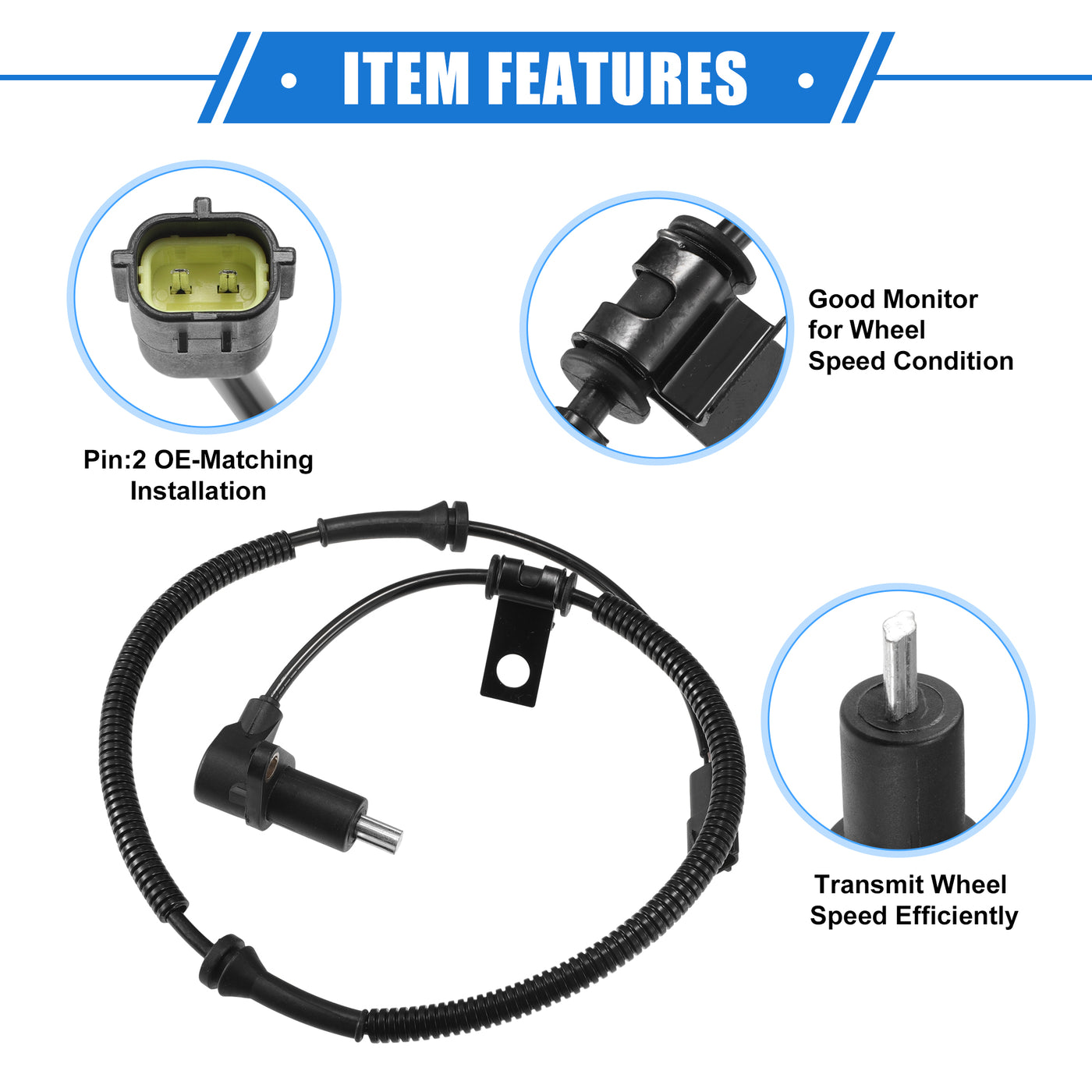 VekAuto ABS Raddrehzahlsensor kompatibel für Kia Sorento 2003-2006 EX LX V6 3.5L 4WD, individuell angefertigt aus schwarzem Kunststoff, vordere rechte Seite, Nr. 95671-3E010