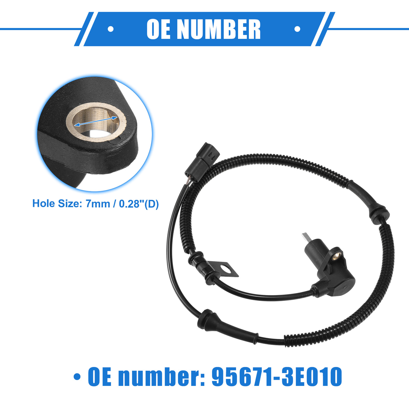 VekAuto ABS Raddrehzahlsensor kompatibel für Kia Sorento 2003-2006 EX LX V6 3.5L 4WD, individuell angefertigt aus schwarzem Kunststoff, vordere rechte Seite, Nr. 95671-3E010