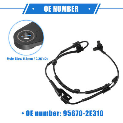 Harfington ABS Wheel Speed Sensor Compatible for Hyundai Tucson 2005-2009 2.0L 2.7L, Custom Plastic Black Front Right Passenger Side No.95670-2E310