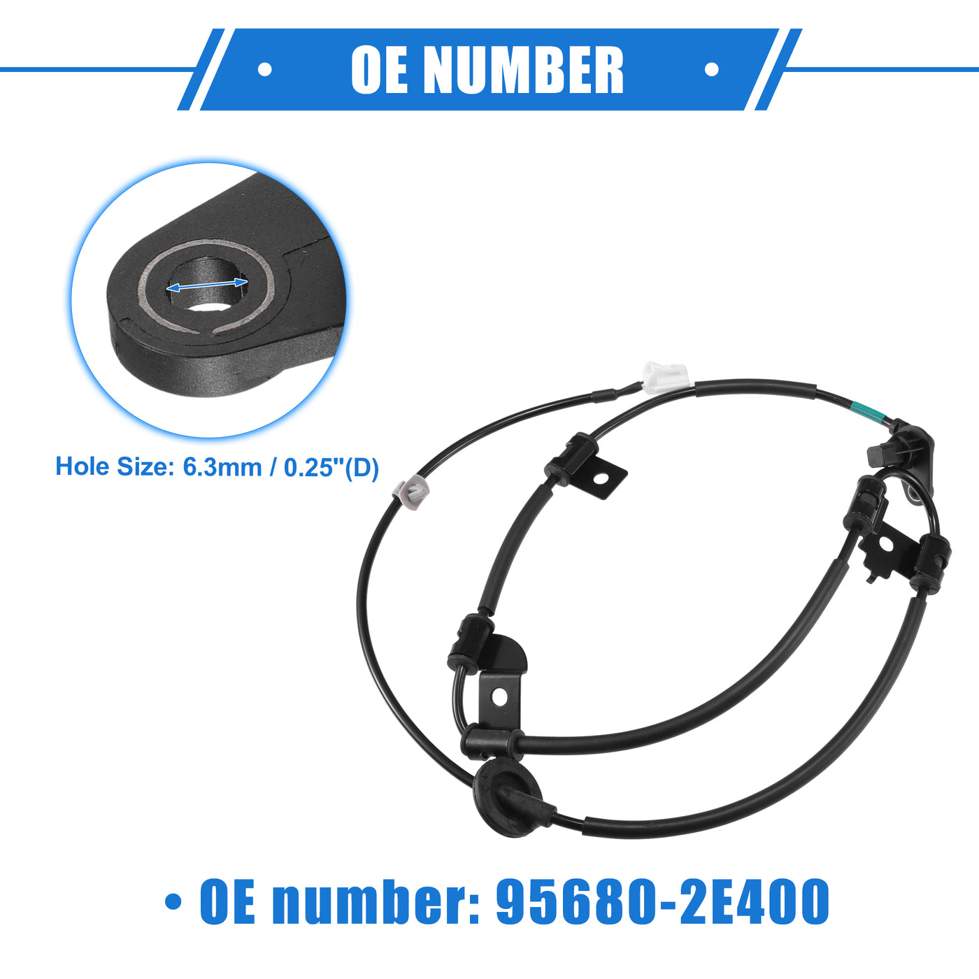 VekAuto ABS Wheel Speed Sensor Compatible for Kia Sportage 2005-2010 4WD, Custom Plastic Black Rear Left Driver Side No.95680-2E400