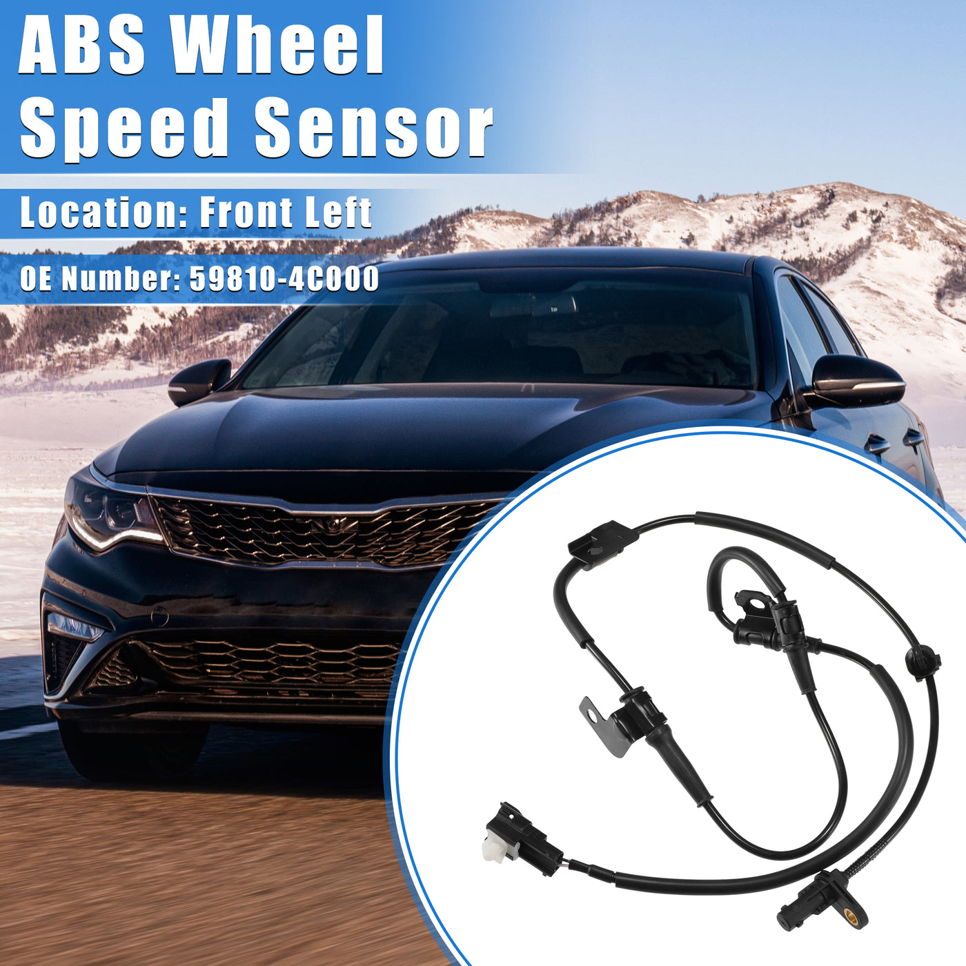 VekAuto ABS Raddrehzahlsensor kompatibel für Kia Optima 2012-2016 2.0L 2.4L, individuell angefertigt, Kunststoff schwarz, vordere linke Seite, Nr. 59810-4C000