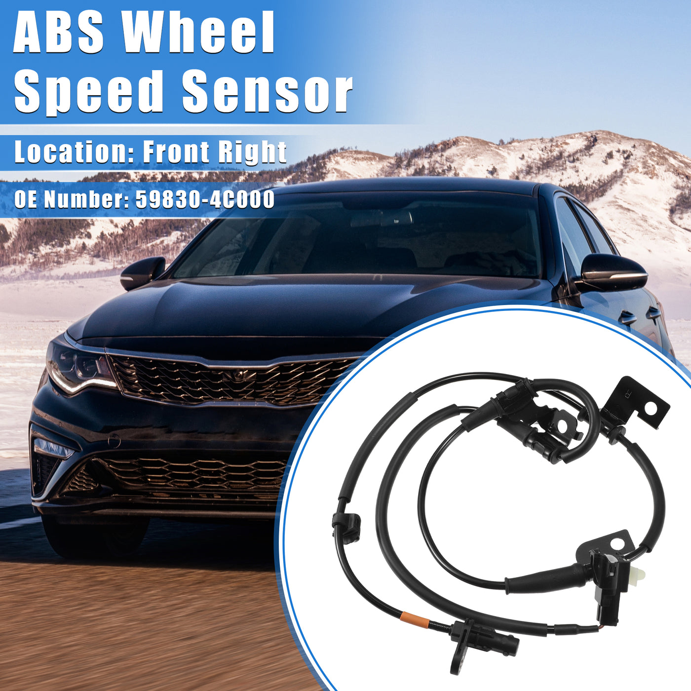 VekAuto ABS Raddrehzahlsensor kompatibel für Kia Optima 2012-2016 2.0L 2.4L, individuell angefertigt, Kunststoff schwarz, vordere rechte Seite, Nr. 59830-4C000